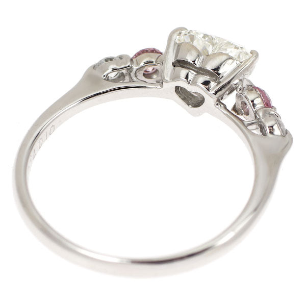 希少 Pt900 ハートシェイプ ダイヤモンド 天然ピンク/カラーレス ダイヤモンド リング 0.754ct PD0.14ct D0.10ct