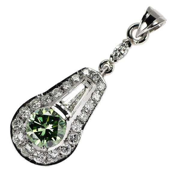 Pt800 トリートグリーンダイヤモンド ペンダントトップ 0.77ct D0.66ct