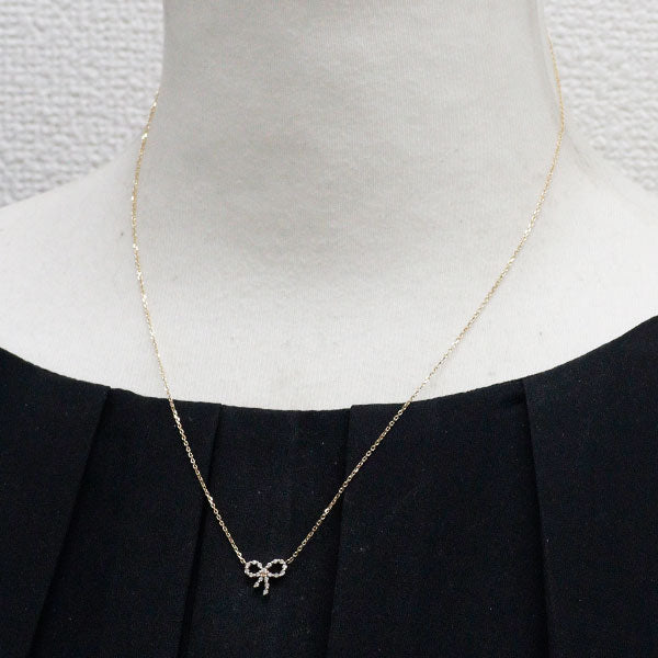 アガット/agete K10YG ダイヤモンド ペンダントネックレス 0.09ct リボン