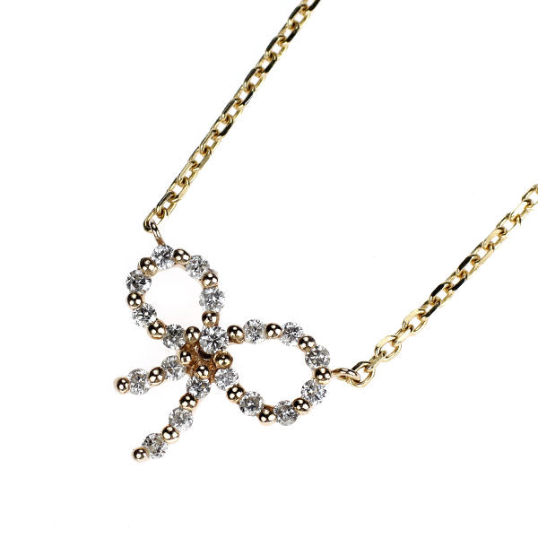 アガット/agete K10YG ダイヤモンド ペンダントネックレス 0.09ct リボン