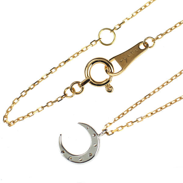 アガット/agete K18YG/WG ダイヤモンド ペンダントネックレス 0.05ct 月 ムーン
