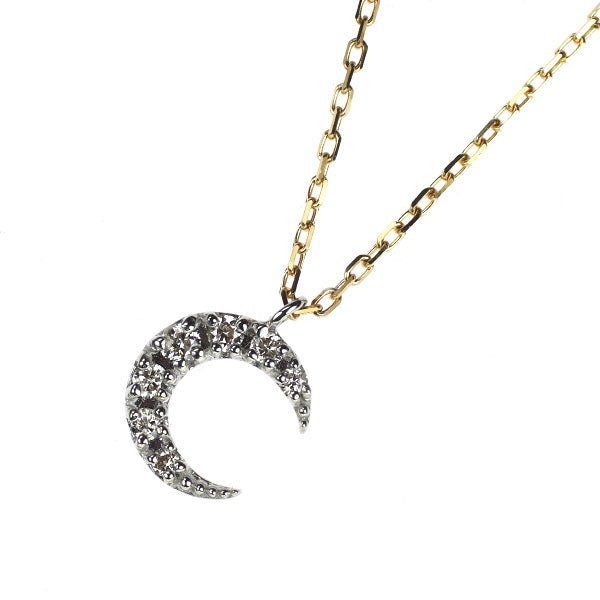 アガット/agete K18YG/WG ダイヤモンド ペンダントネックレス 0.05ct 月 ムーン
