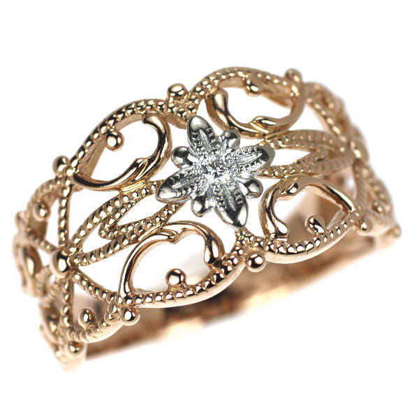 水野薫子 K18WG/PG ダイヤモンド リング 0.02ct