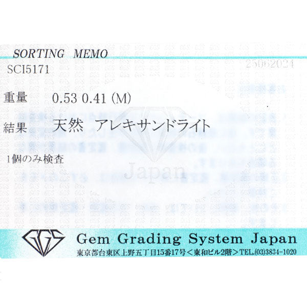 希少 Pt900 アレキサンドライト ダイヤモンド ペンダントトップ 0.53ct D0.41ct