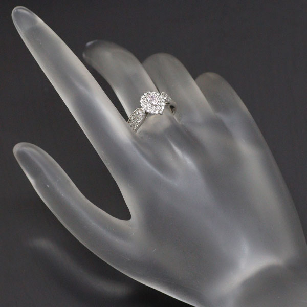 新品 希少 Pt950 ペアシェイプ 天然ピンク ダイヤモンド リング 0.192ct FLPP VS2 D0.45ct