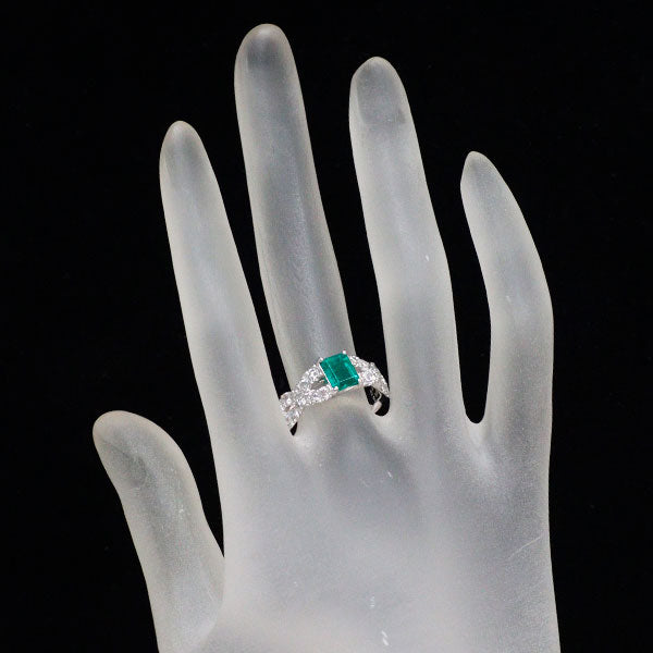 K18WG エメラルド ダイヤモンド リング 0.85ct D0.87ct