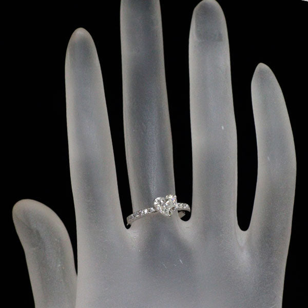 Pt900 ハートシェイプ ダイヤモンド リング 1.010ct F SI1 D0.16ct
