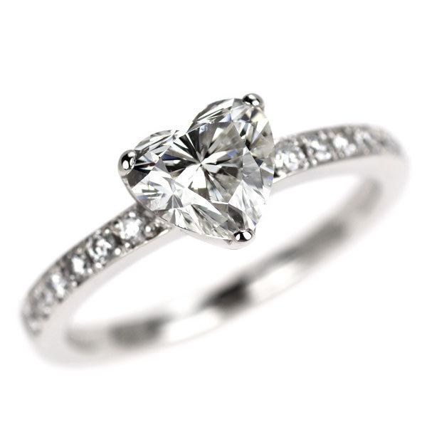 Pt900 ハートシェイプ ダイヤモンド リング 1.010ct F SI1 D0.16ct