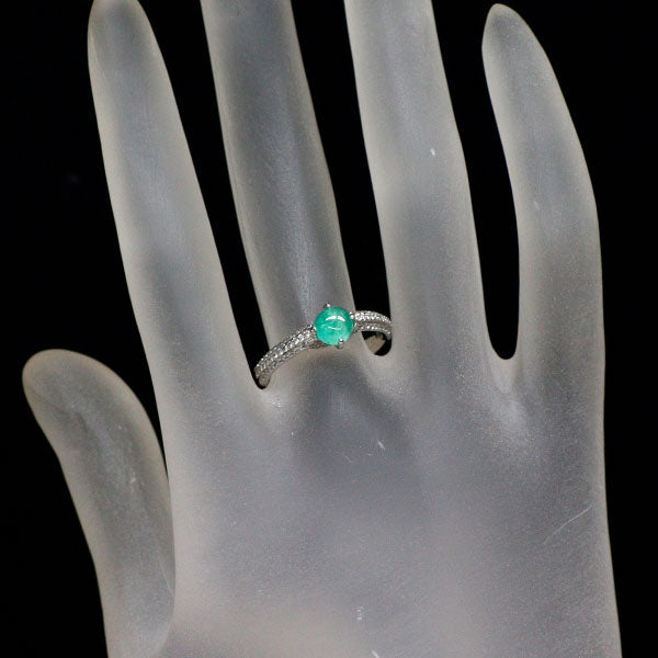 Pt900 エメラルドキャッツアイ ダイヤモンド リング 0.67ct D0.30ct
