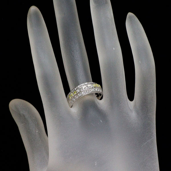 Pt900 天然イエローダイヤモンド リング 0.18ct D0.67ct