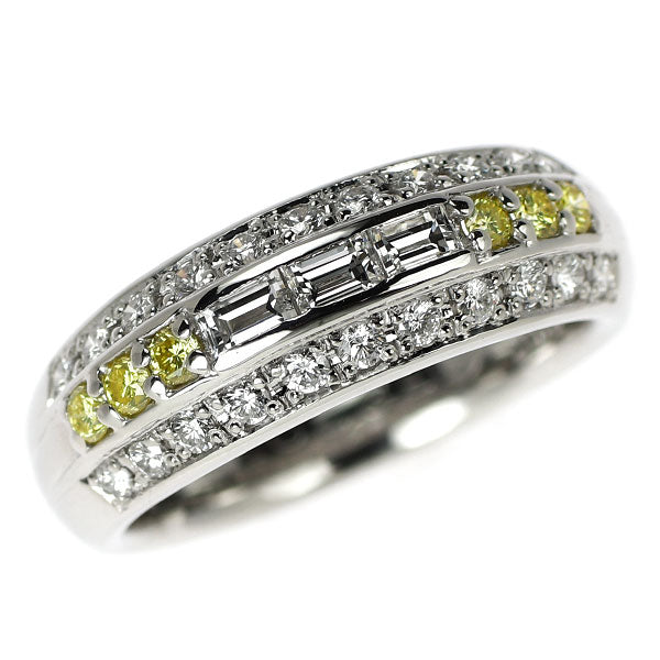 Pt900 天然イエローダイヤモンド リング 0.18ct D0.67ct