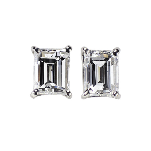 新品 Pt900 バケットカット ダイヤモンド ピアス 0.715ct E/F SI1