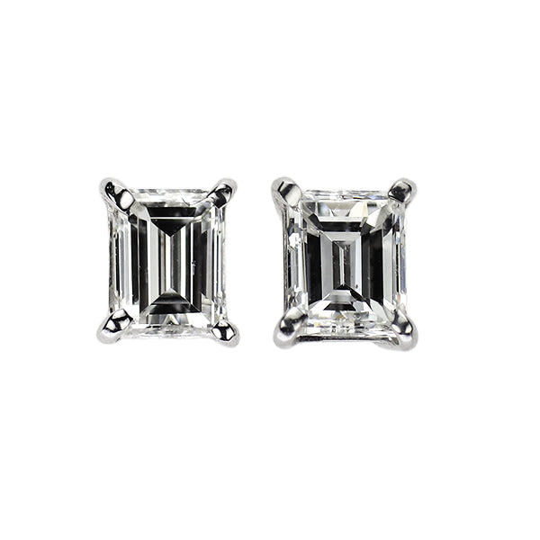 新品 Pt900 バケットカット ダイヤモンド ピアス 0.516ct F/H SI1