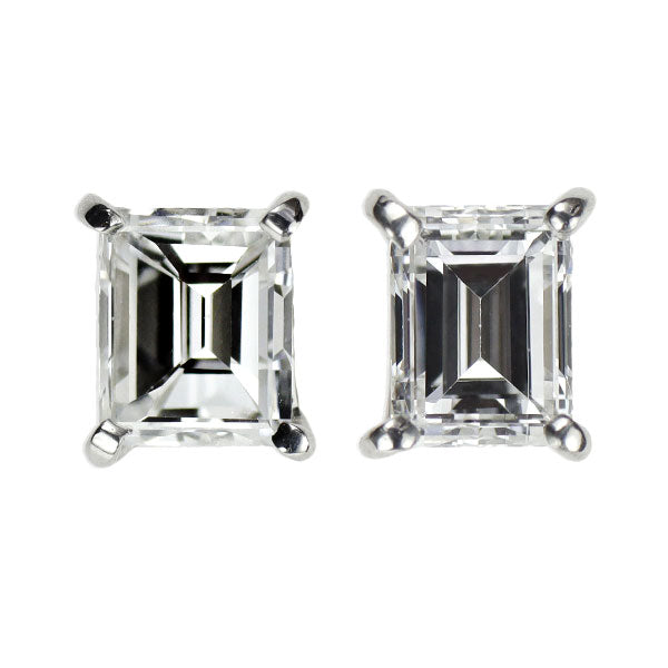 新品 Pt900 バケットカット ダイヤモンド ピアス 0.632ct E/F SI1