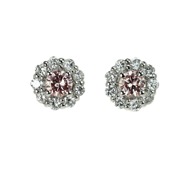 新品 希少 Pt900/ Pt950 天然ピンク ダイヤモンド ピアス 0.121ct FLOP SI1-2 D0.14ct