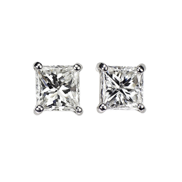 新品 Pt900 プリンセスカット ダイヤモンド ピアス 0.704ct H SI2