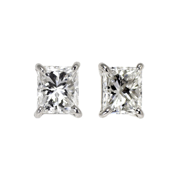 新品 Pt900 プリンセスカット ダイヤモンド ピアス 0.654ct F/G VS2