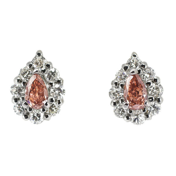 新品 希少 Pt900/ Pt950 ペアシェイプ 天然ピンク ダイヤモンド ピアス 0.16ct FDP VS1-2 D0.10ct