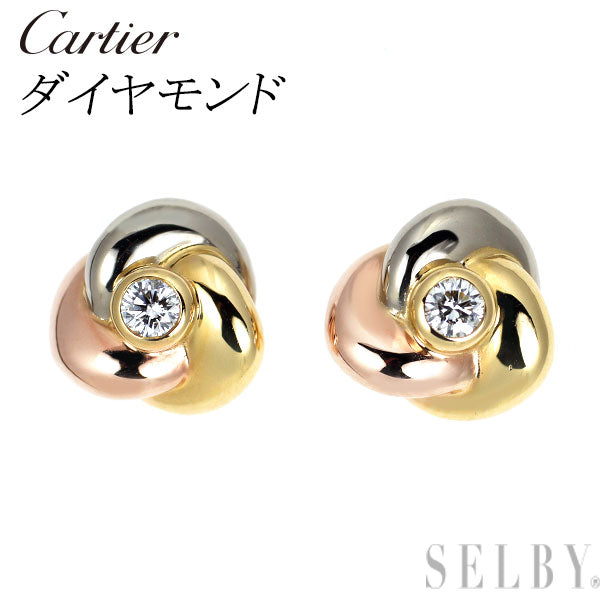 カルティエ K18YG/WG/PG ダイヤモンド ピアス ベビートリニティ