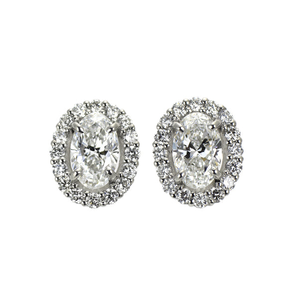 新品 Pt950/ Pt900 オーバルカット ダイヤモンド ピアス 1.00ct D IF D0.34ct 【エスコレ】