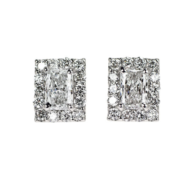 新品 Pt950/ Pt900 ラディアントカット ダイヤモンド ピアス 0.66ct D IF D0.34ct【エスコレ】