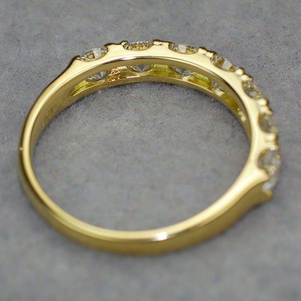 新品 K18YG 全石グレード付 ダイヤモンド リング 1.127ct D-G SI1 EXH&C 【エスコレ】 究極のハーフエタニティ