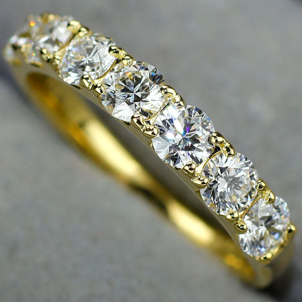 新品 K18YG 全石グレード付 ダイヤモンド リング 1.127ct D-G SI1 EXH&C 【エスコレ】 究極のハーフエタニティ