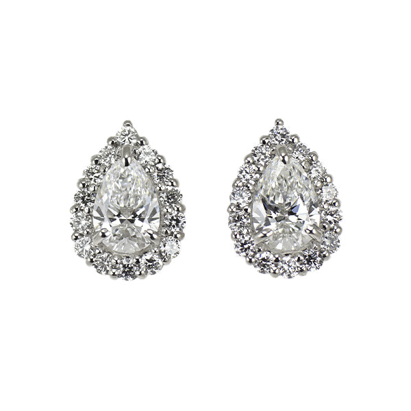 新品 Pt950/ Pt900 ペアシェイプ ダイヤモンド ピアス 0.61ct D IF D0.24ct 【エスコレ】