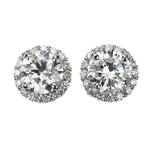 新品 Pt950/ Pt900 ダイヤモンド ピアス 2.039ct F/G SI2 VG D0.28ct 【エスコレ】