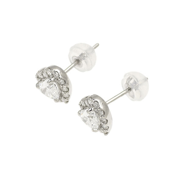 新品 Pt950/ Pt900 ハートシェイプ ダイヤモンド ピアス 0.65ct D IF D0.20ct 【エスコレ】