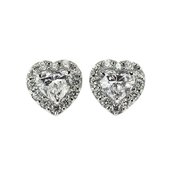 新品 Pt950/ Pt900 ハートシェイプ ダイヤモンド ピアス 0.65ct D IF D0.20ct 【エスコレ】