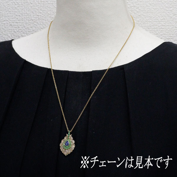 K18YG グリーンガーネット サファイア ダイヤモンド ペンダントトップ 0.60ct S0.28ct D0.50ct