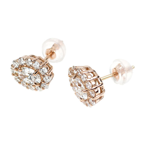 新品 K18PG オーバル ダイヤモンド ピアス 0.61ct D IF D0.52ct 【エスコレ】