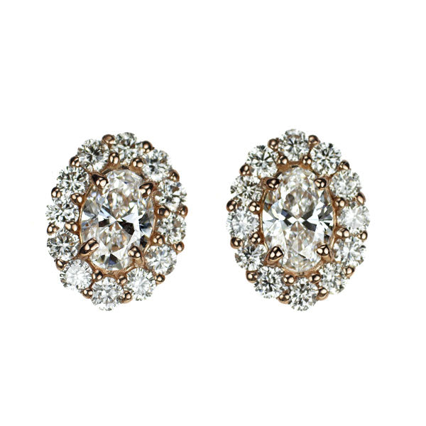 新品 K18PG オーバル ダイヤモンド ピアス 0.61ct D IF D0.52ct 【エスコレ】