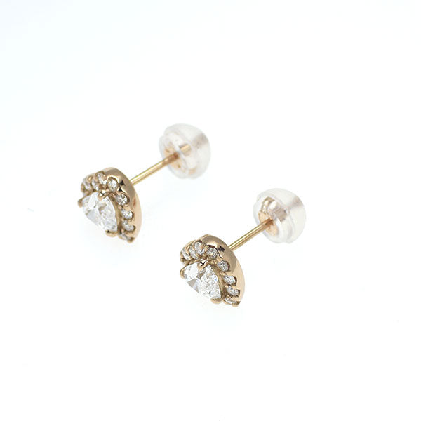 新品 K18PG ハートシェイプ ダイヤモンド ピアス 0.66ct D IF D0.20ct 【エスコレ】