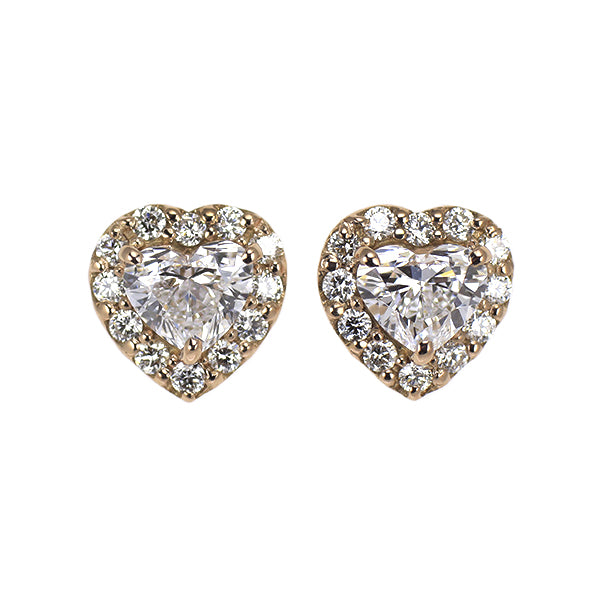新品 K18PG ハートシェイプ ダイヤモンド ピアス 0.66ct D IF D0.20ct 【エスコレ】