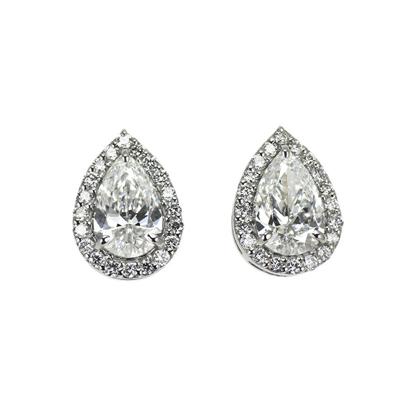新品 Pt950/ Pt900 ペアシェイプ ダイヤモンド ピアス 1.01ct D IF D0.20ct 【エスコレ】