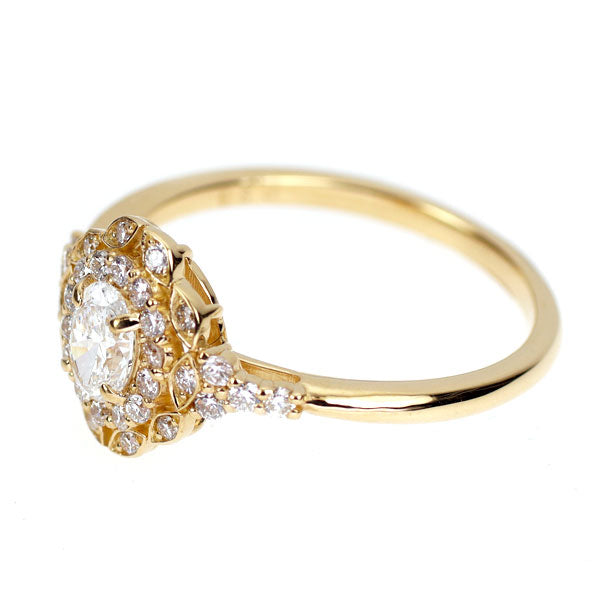 新品 K18YG オーバル ダイヤモンド リング 0.30ct D IF D0.25ct 【エスコレ】