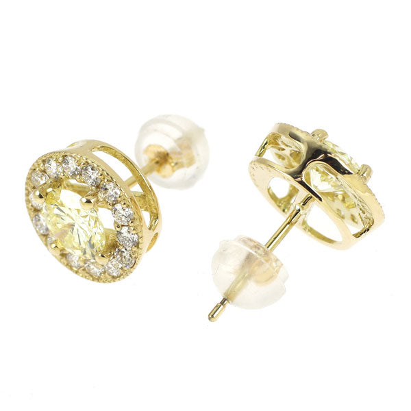 新品 K18YG ダイヤモンド ピアス 1.024ct LY SI1/SI2 G D0.46ct 【エスコレ】