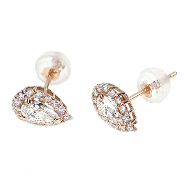 新品 K18PG ペアシェイプ ダイヤモンド ピアス 0.60ct D IF D0.24ct 【エスコレ】