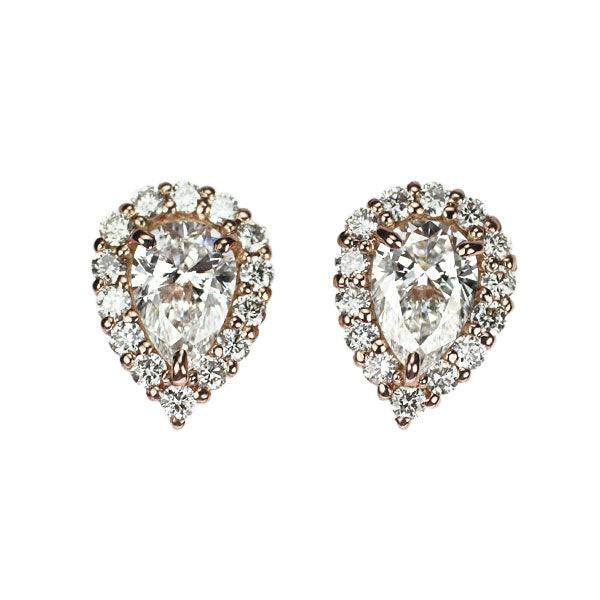新品 K18PG ペアシェイプ ダイヤモンド ピアス 0.60ct D IF D0.24ct 【エスコレ】