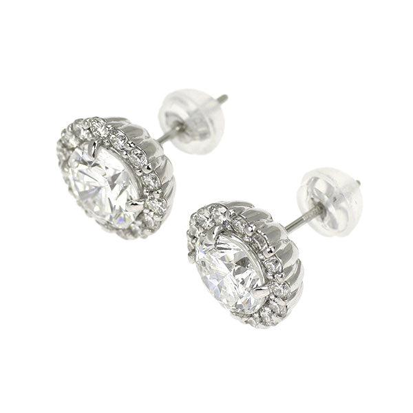 新品 Pt950/ Pt900 ダイヤモンド ピアス 2.475ct F/G SI2 VG/G D0.62ct 【エスコレ】