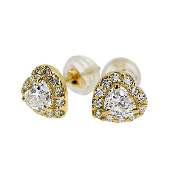 新品 K18YG ハートシェイプ ダイヤモンド ピアス 0.61ct D IF D0.20ct 【エスコレ】