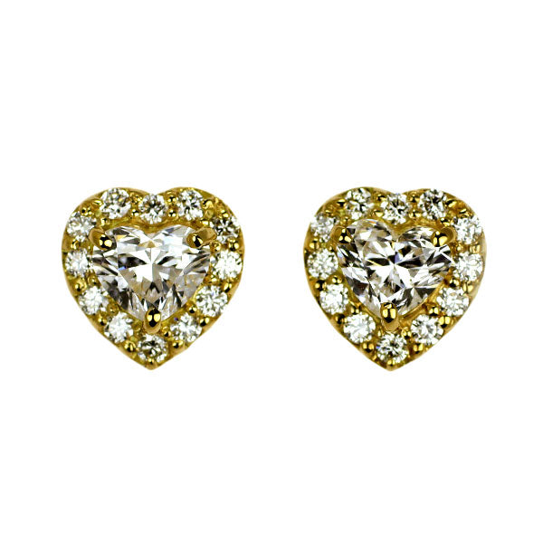 新品 K18YG ハートシェイプ ダイヤモンド ピアス 0.61ct D IF D0.20ct 【エスコレ】