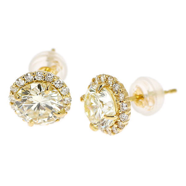 新品 K18YG ダイヤモンド  ピアス 2.030ct VLY VS2 /SI1 G D0.28ct 【エスコレ】
