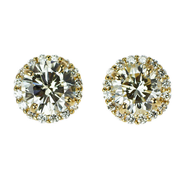 新品 K18YG ダイヤモンド  ピアス 2.030ct VLY VS2 /SI1 G D0.28ct 【エスコレ】