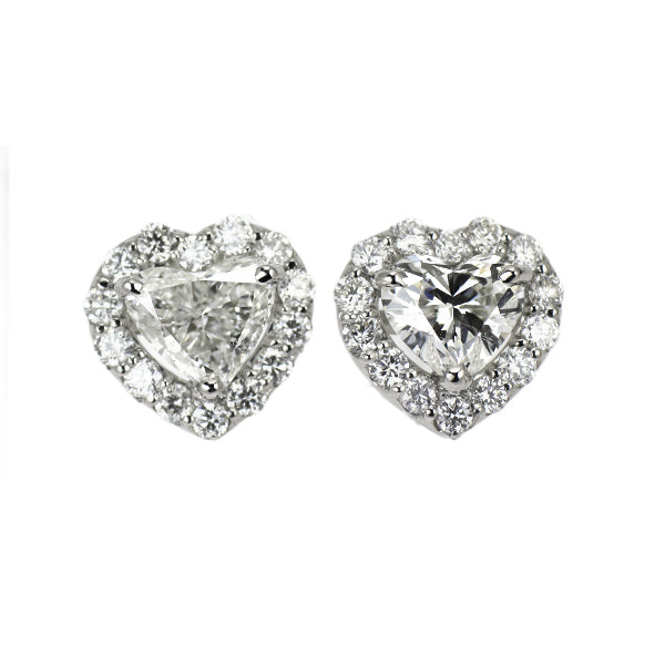 新品 Pt950/ Pt900 ハートシェイプ ダイヤモンド ピアス 0.722ct G SI2 D0.28ct【エスコレ】