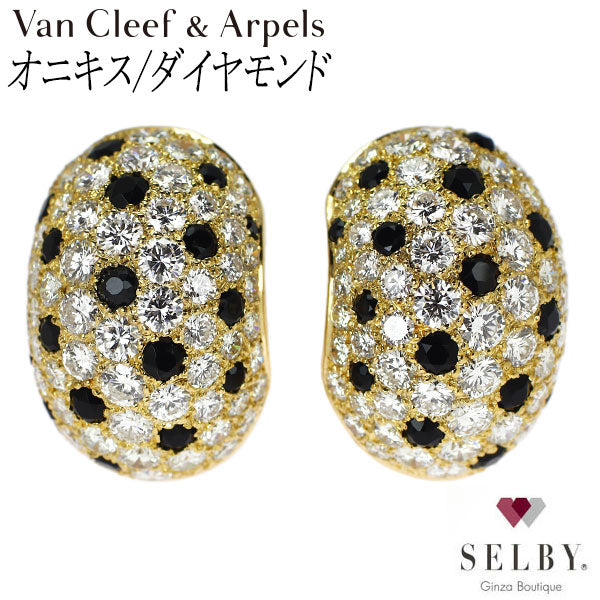 ヴァンクリーフ＆アーペル K18YG オニキス ダイヤモンド ピアス ビンテージ品 《セルビー銀座店》【中古】