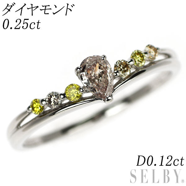 Pt900 ペアシェイプ ダイヤモンド リング 0.25ct D0.12ct