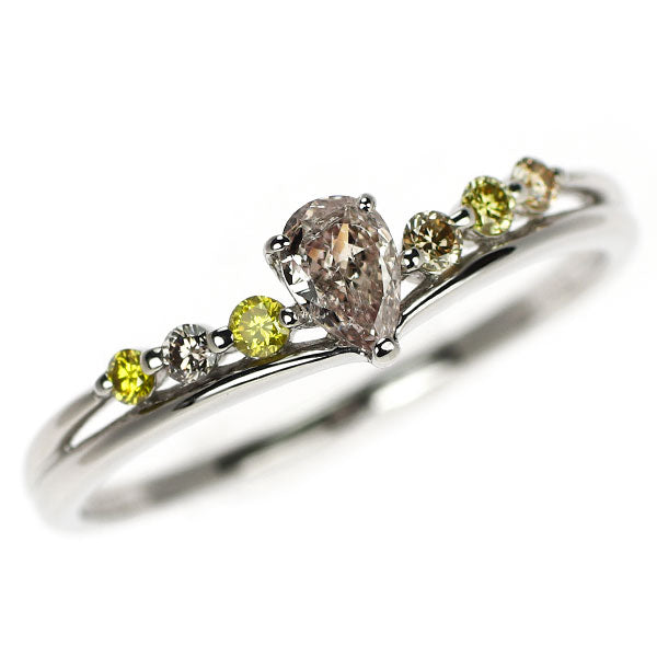 Pt900 ペアシェイプ ダイヤモンド リング 0.25ct D0.12ct